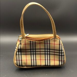 Mini Tan and Black Burberry-Like Women's Coin Purse